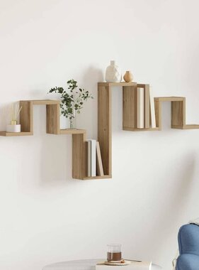 VidaXL Wandplank met plank artisanaal eikenkleurig 104.5 x 10 x 43 cm