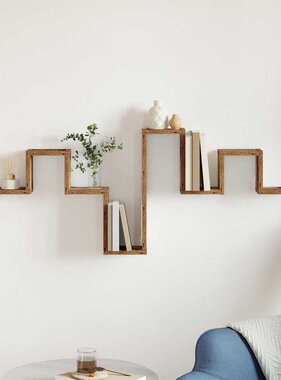 VidaXL Wandplank met plank Oud hout 104.5 x 10 x 43 cm Bewerkt hout