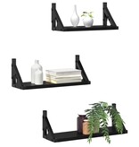 VidaXL Wandplankenset 3 pcs Zwart eiken 37 x 12 x 13 cm Bewerkt hout