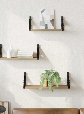 VidaXL Wandplankenset 3 pcs artisanaal eikenkleurig 37 x 12 x 13 cm