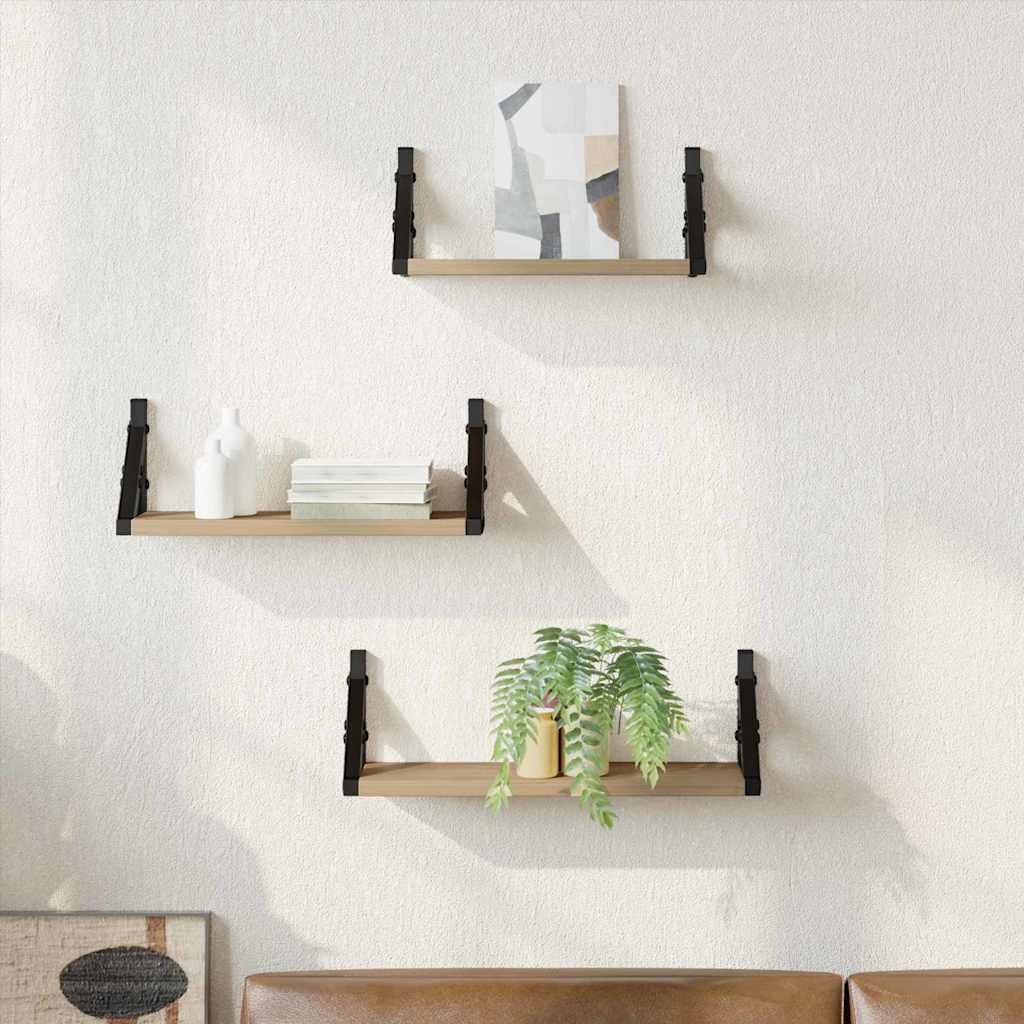 VidaXL Wandplankenset 3 pcs artisanaal eikenkleurig 37 x 12 x 13 cm