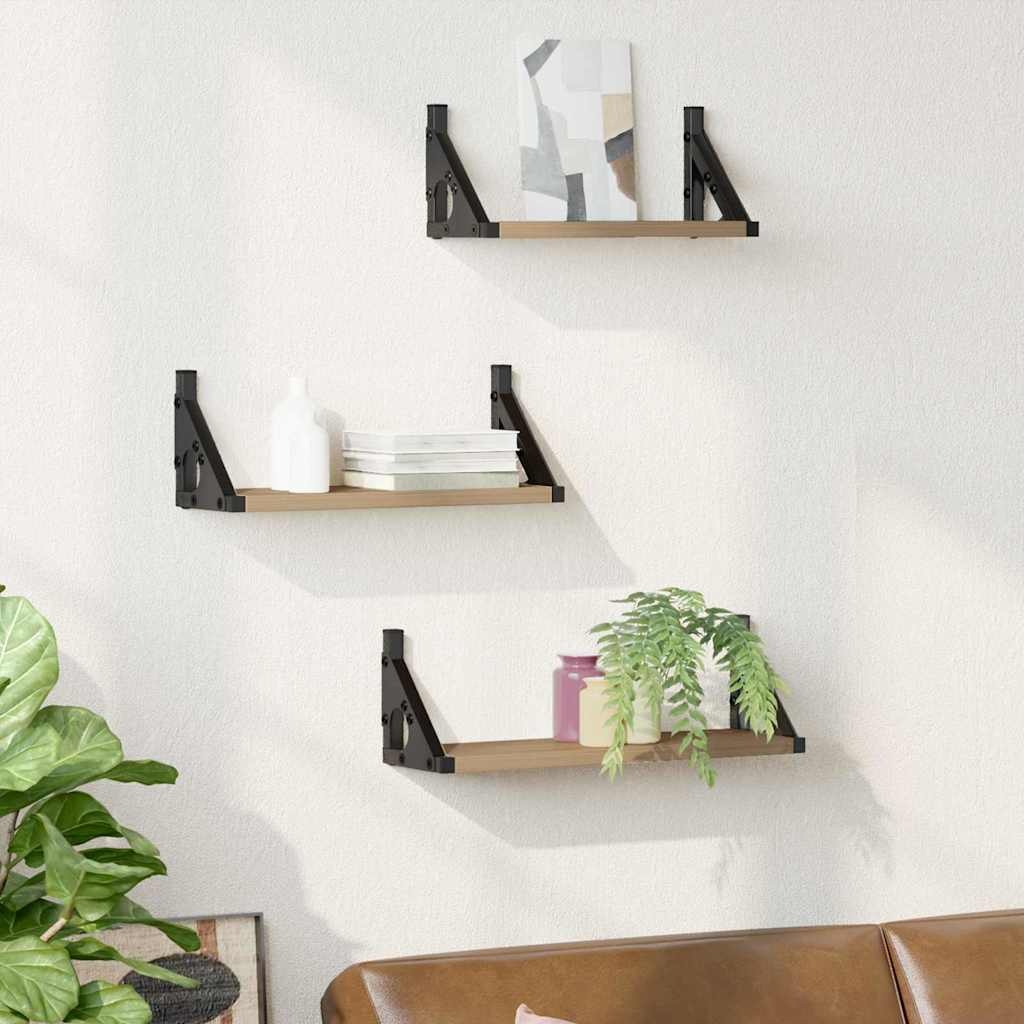 VidaXL Wandplankenset 3 pcs artisanaal eikenkleurig 37 x 12 x 13 cm