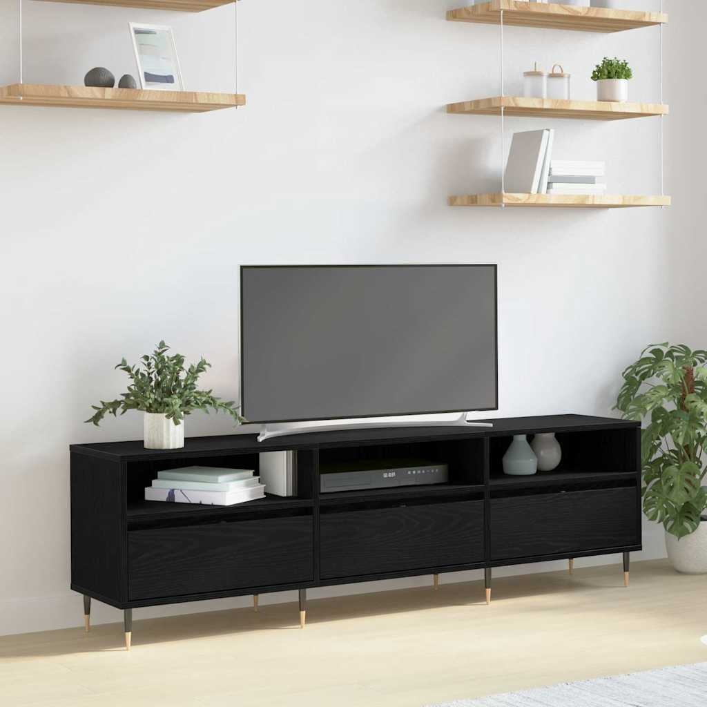 VidaXL TV-kast Zwart Eiken 150 x 30 x 45 cm Bewerkt hout