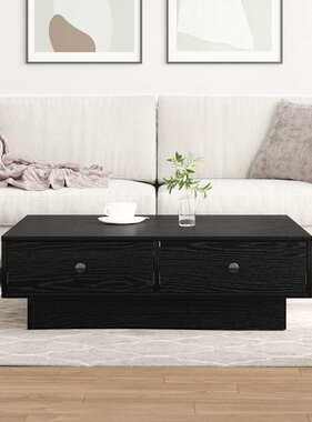 VidaXL Salontafel Zwart Eiken 90 x 90 x 28 cm Bewerkt hout