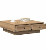 VidaXL Salontafel Artisan Eiken 90 x 90 x 28 cm Bewerkt hout