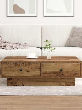 VidaXL Salontafel Oudhout 90 x 90 x 28 cm Bewerkt hout