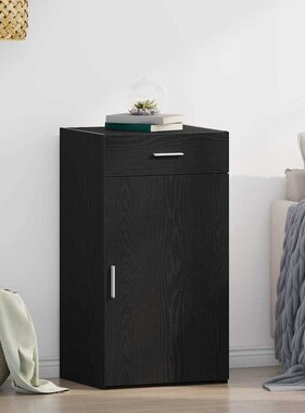 VidaXL Dressoir met lade Zwart eiken 50 x 42,5 x 93 cm Bewerkt hout