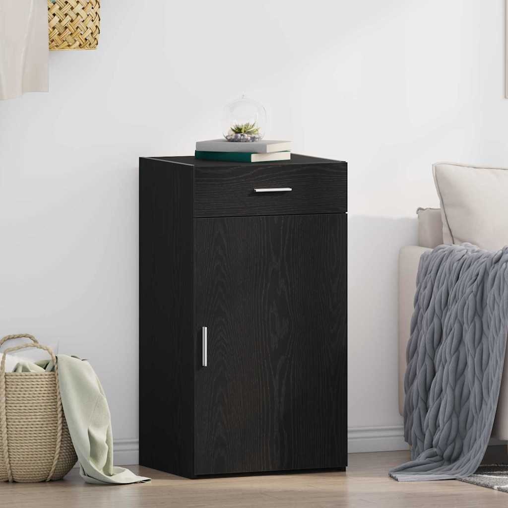 VidaXL Dressoir met lade Zwart eiken 50 x 42,5 x 93 cm Bewerkt hout