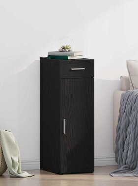VidaXL Dressoir met lade Zwart eiken 30 x 42.5 x 93 cm Bewerkt hout