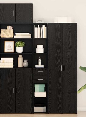 VidaXL Highboard met lade Zwart eiken 30 x 42.5 x 185 cm Bewerkt hout