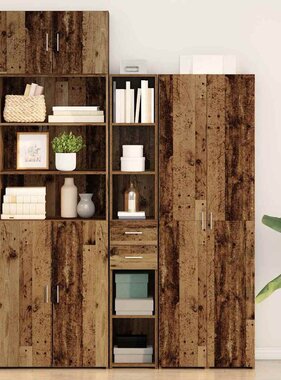 VidaXL Highboard met lade Oud hout 30 x 42.5 x 185 cm Bewerkt hout