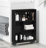 VidaXL Smalle Opslagwagen Zwart eiken 48 x 13 x 68 cm Bewerkt hout