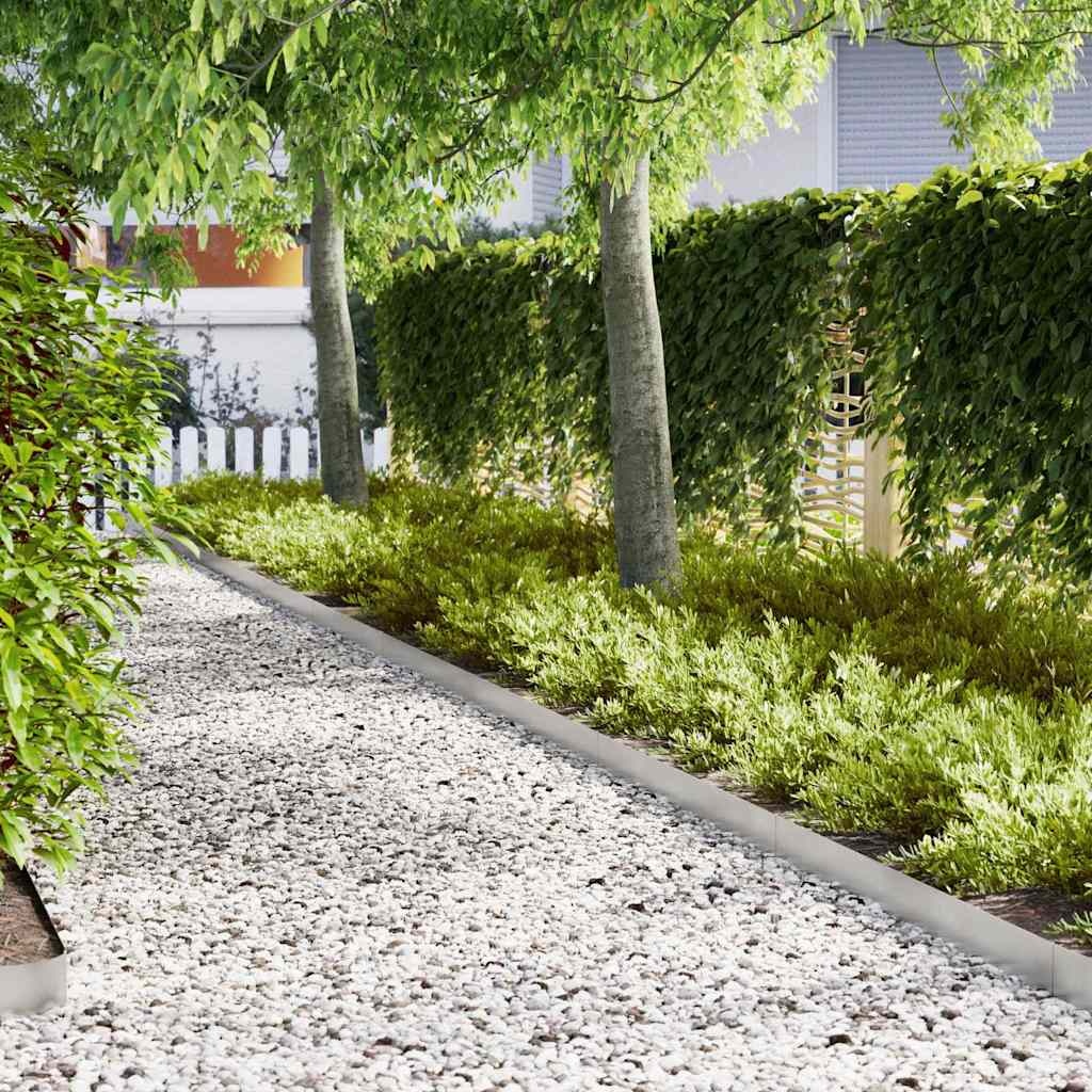 VidaXL Tuinrand 30 pcs Zilver 100 x 0.05 x 20 cm Roestvrij staal
