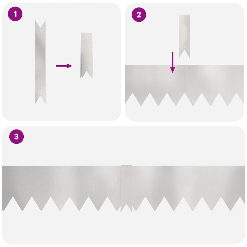 VidaXL Tuinrand 10 pcs Zilver 100 x 0.05 x 20 cm Roestvrij staal