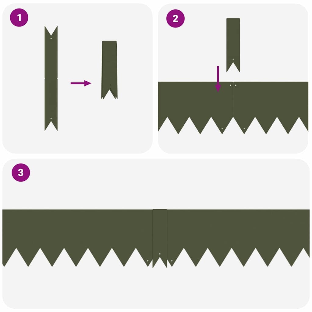 VidaXL Tuinrand 20 pcs Olijf Groen 100 x 0.05 x 20 cm