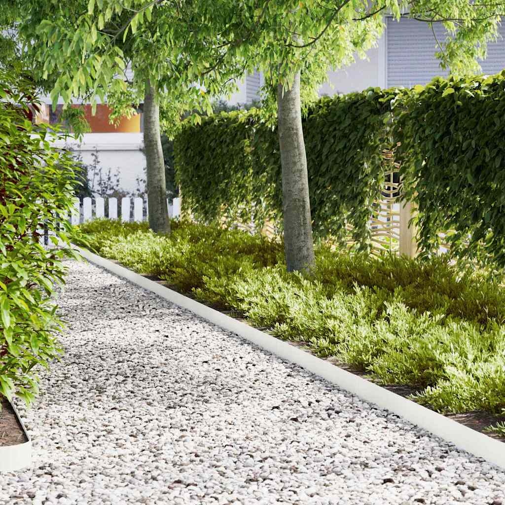 VidaXL Tuinrand 10 pcs Wit 100 x 0.05 x 20 cm Koudgewalst staal