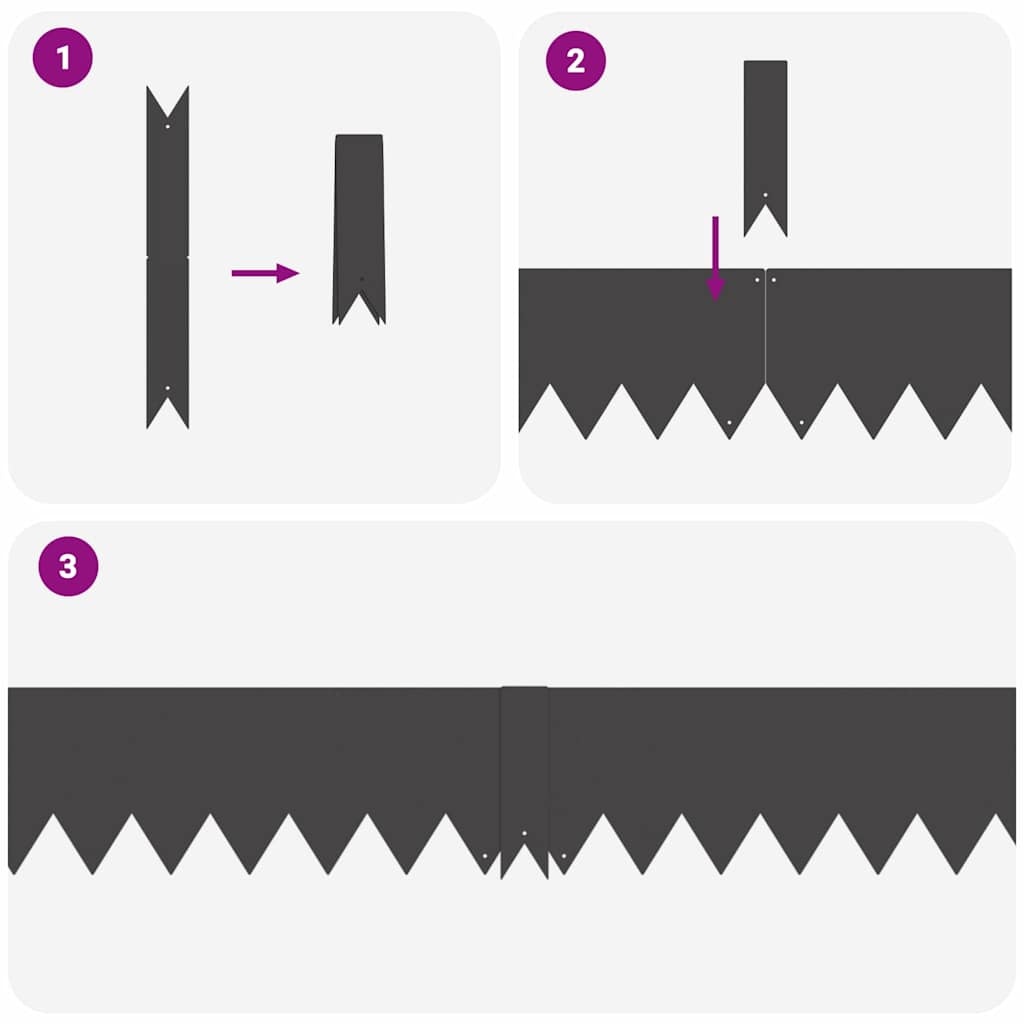 VidaXL Tuinrand 30 pcs Zwart 100 x 0.05 x 20 cm Koudgewalst staal