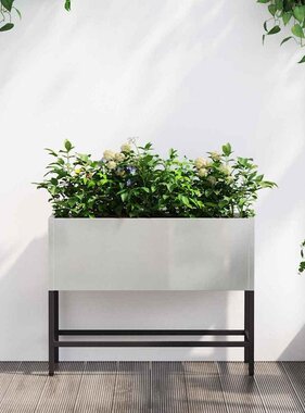 VidaXL Verhoogde Tuin Plantbak Zilver 60 x 26 x 45 cm Roestvrij staal