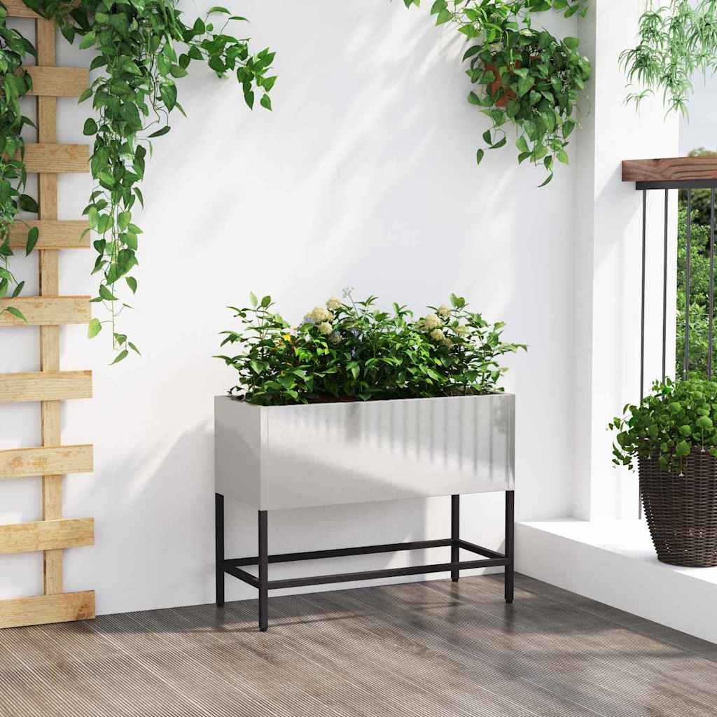 VidaXL Verhoogde Tuin Plantbak Zilver 60 x 26 x 45 cm Roestvrij staal