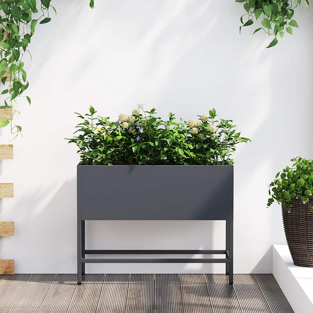 VidaXL Verhoogde Tuin Plantbak Antraciet 60 x 26 x 45 cm Staal