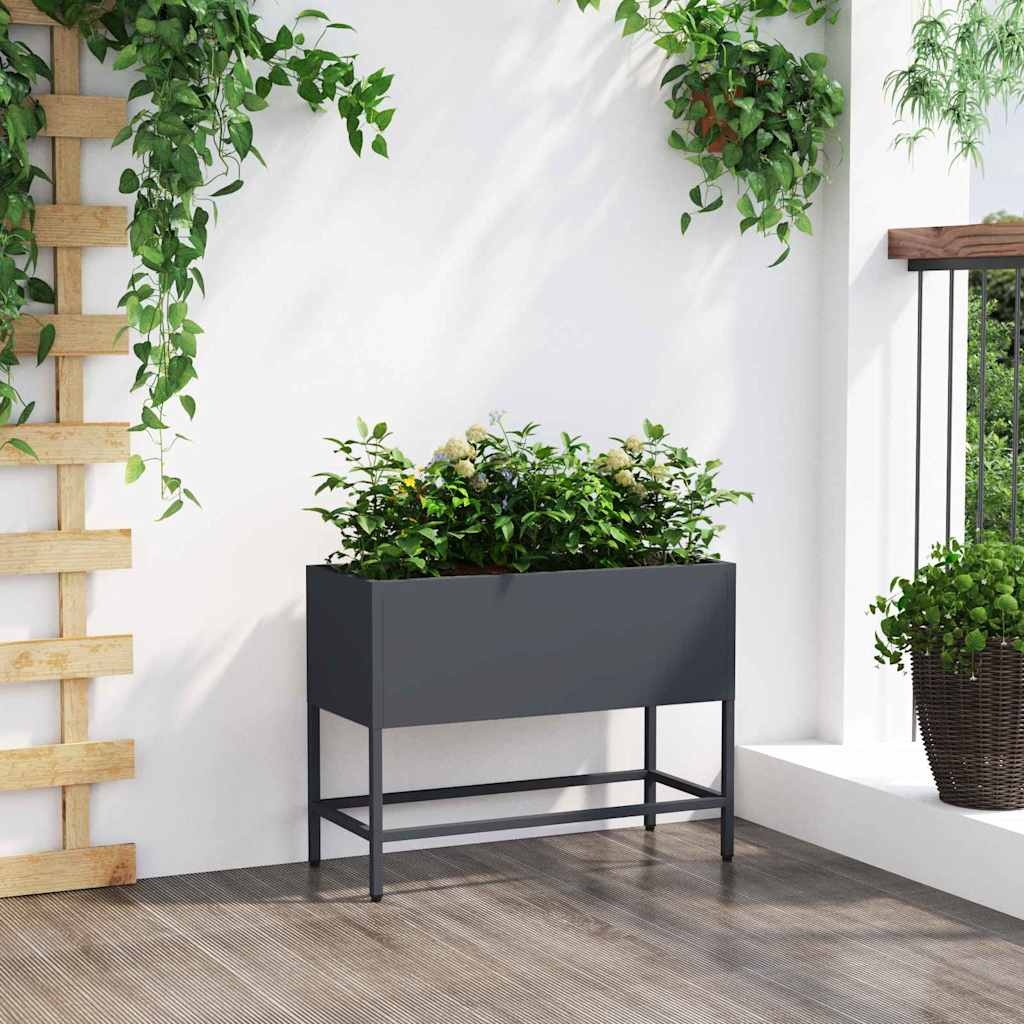 VidaXL Verhoogde Tuin Plantbak Antraciet 60 x 26 x 45 cm Staal