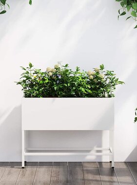 VidaXL Verhoogde Tuin Plantbak Wit 60 x 26 x 45 cm Staal