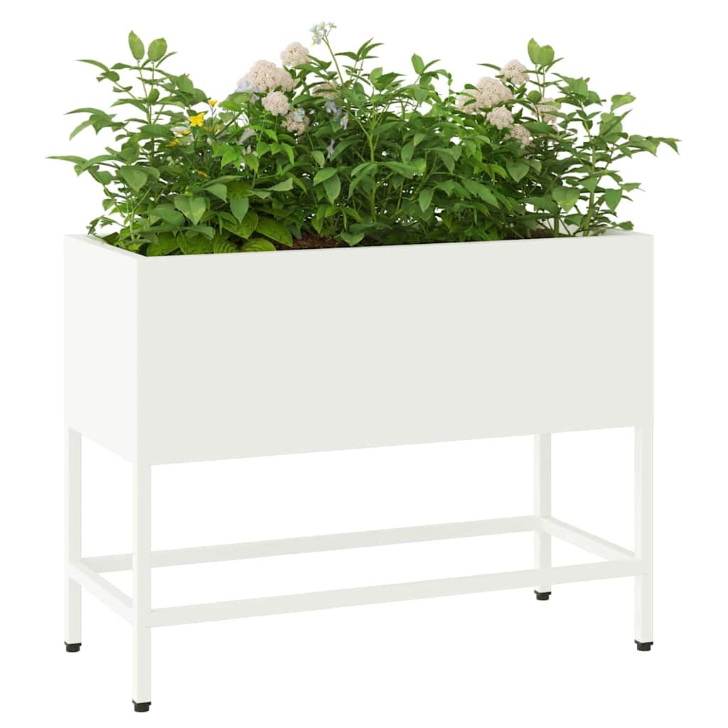 VidaXL Verhoogde Tuin Plantbak Wit 60 x 26 x 45 cm Staal