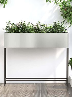 VidaXL Verhoogde Tuin Plantbak Zilver 100 x 26 x 82 cm