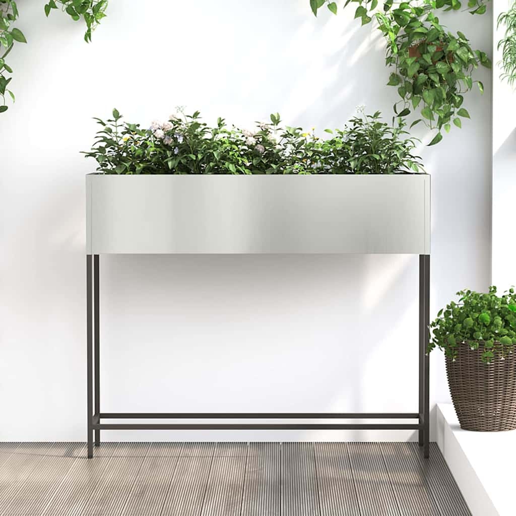 VidaXL Verhoogde Tuin Plantbak Zilver 100 x 26 x 82 cm