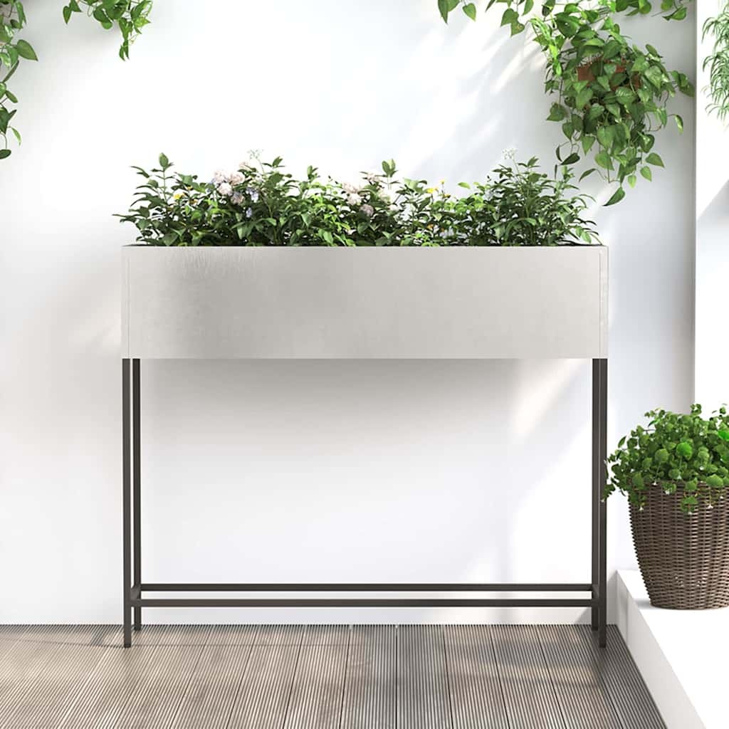 VidaXL Verhoogde Tuin Plantbak Zilver 100 x 26 x 82 cm Roestvrij staal