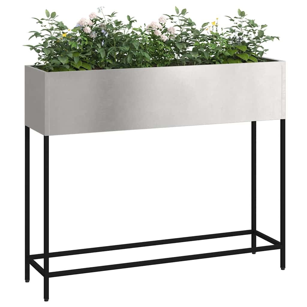 VidaXL Verhoogde Tuin Plantbak Zilver 100 x 26 x 82 cm Roestvrij staal