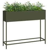 VidaXL Verhoogde Tuin Plantbak Olijfgroen 100 x 26 x 82 cm Staal