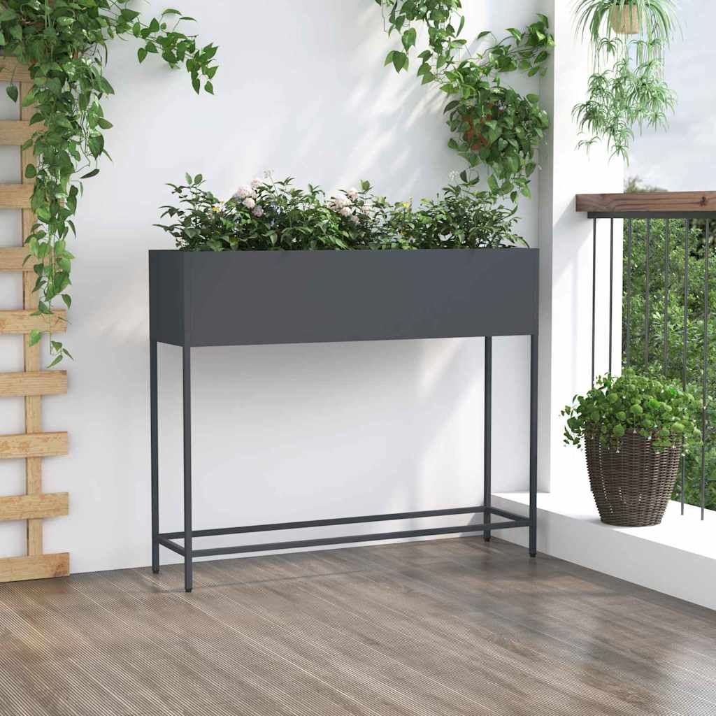 VidaXL Verhoogde Tuin Plantbak Antraciet 100 x 26 x 82 cm Staal