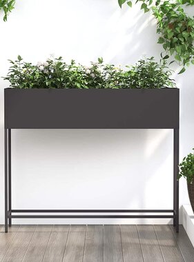 VidaXL Verhoogde Tuin Plantbak Zwart 100 x 26 x 82 cm Staal