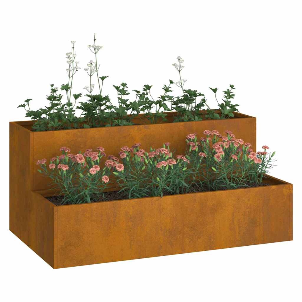 VidaXL Tuin Bloempot Roestig 100 x 60 x 45 cm Cortenstaal