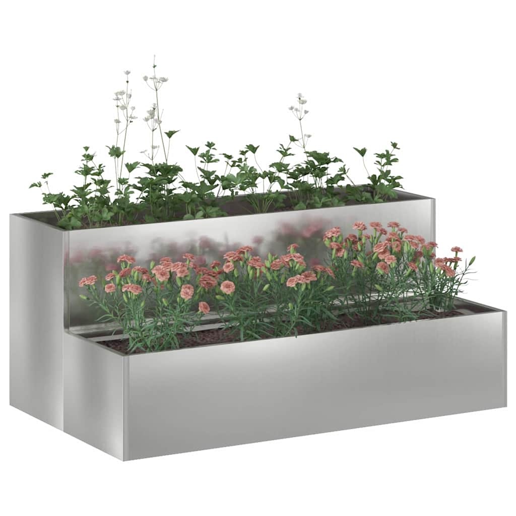 VidaXL Tuin Bloempot Zilver 100 x 60 x 45 cm Gegalvaniseerd staal