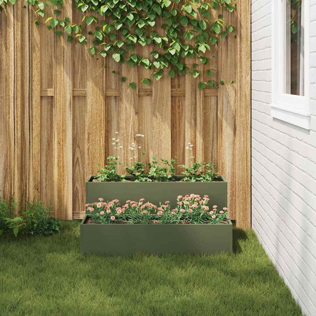 VidaXL Tuin Bloempot Olijf Groen 100 x 60 x 45 cm Koudgewalst staal