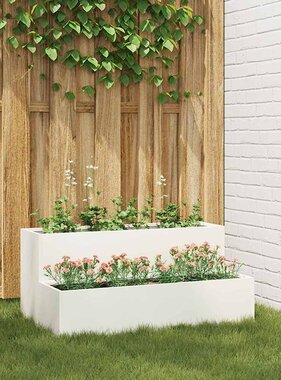 VidaXL Tuin Bloempot Wit 100 x 60 x 45 cm Koudgewalst staal