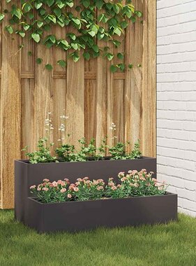 VidaXL Tuin Bloempot Zwart 100 x 60 x 45 cm Koudgewalst staal