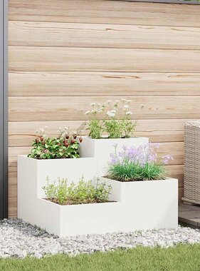 VidaXL Tuin Bloempot Wit 100 x 100 x 60 cm Staal