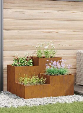 VidaXL Tuin Bloempot Roestig 80 x 80 x 60 cm Cortenstaal