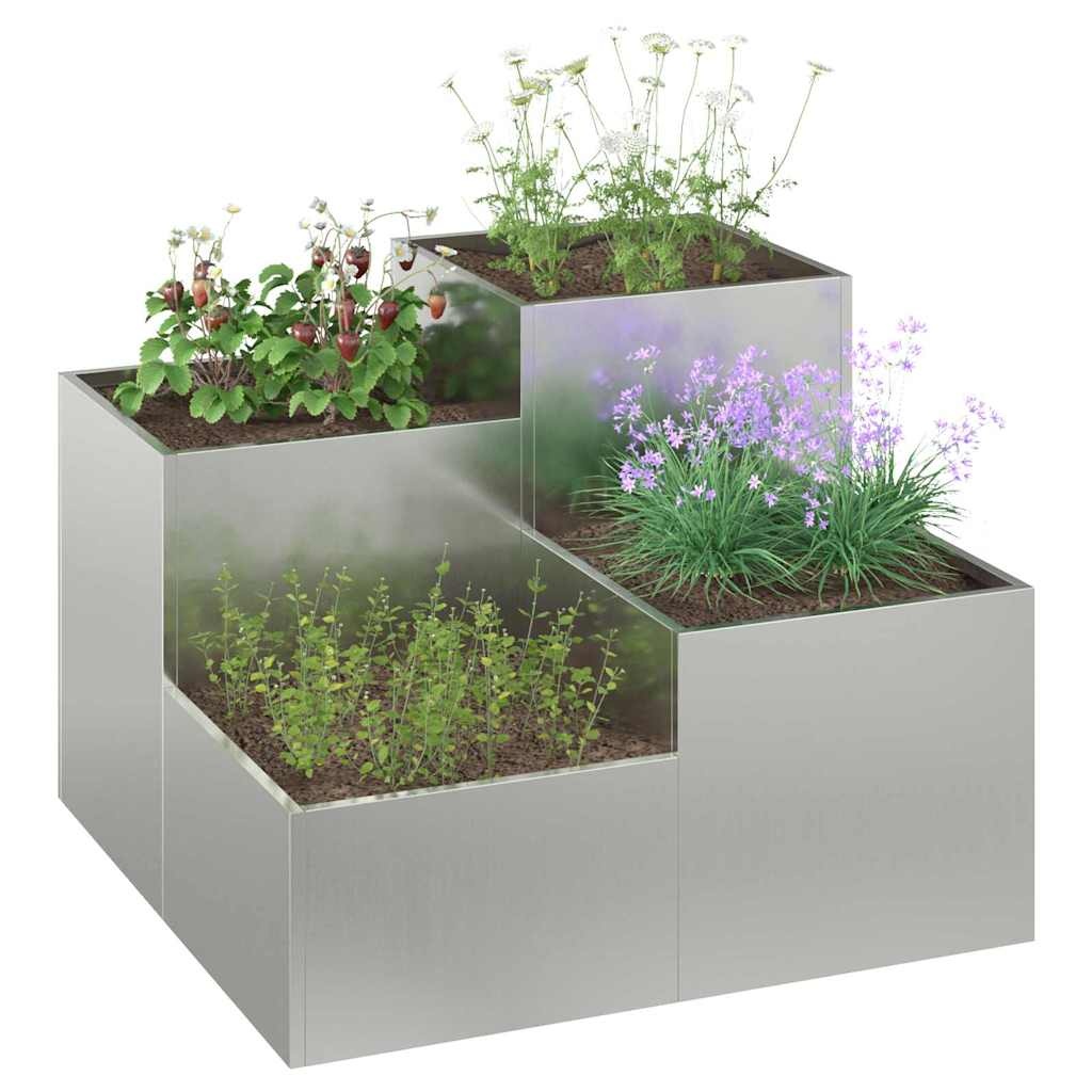 VidaXL Tuin Bloempot Zilver 80 x 80 x 60 cm Gegalvaniseerd staal