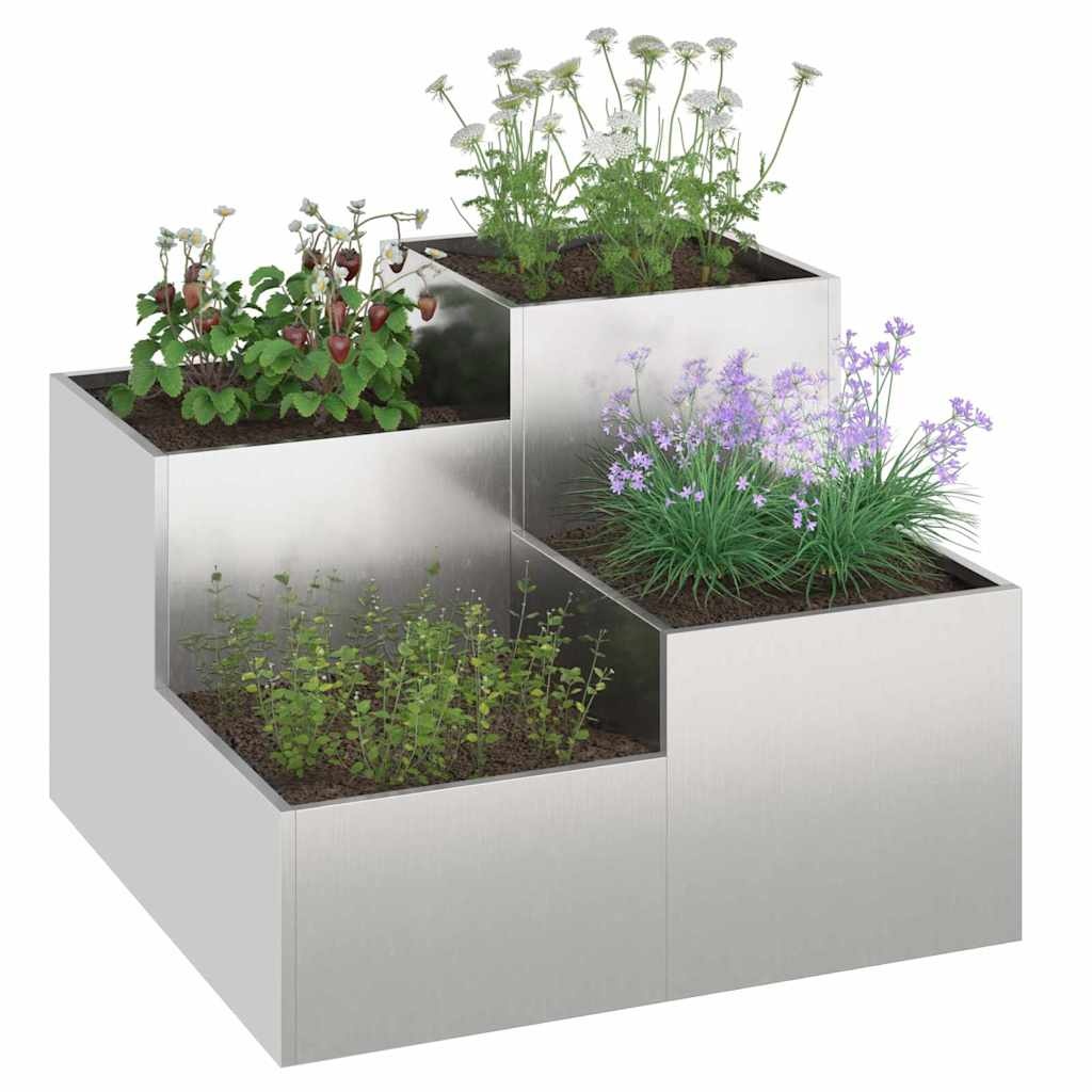VidaXL Tuin Bloempot Zilver 80 x 80 x 60 cm Roestvrij staal