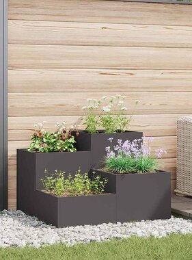 VidaXL Tuin Bloempot Zwart 80 x 80 x 60 cm Staal