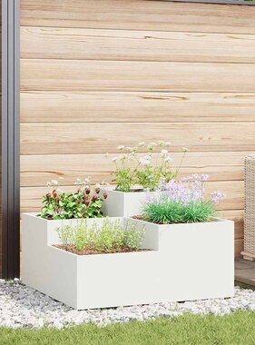 VidaXL Tuin Bloempot Wit 100 x 100 x 48 cm Staal