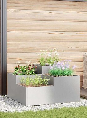 VidaXL Tuin Bloempot Zilver 80 x 80 x 48 cm Roestvrij staal