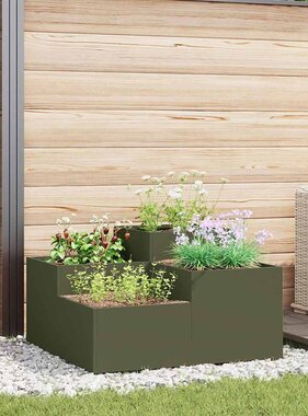 VidaXL Tuin Bloempot Olijfgroen 80 x 80 x 48 cm Staal