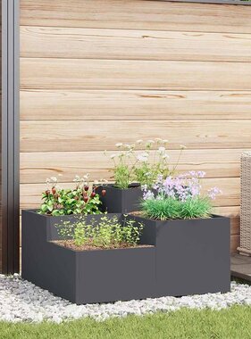 VidaXL Tuin Bloempot Antraciet 80 x 80 x 48 cm Staal