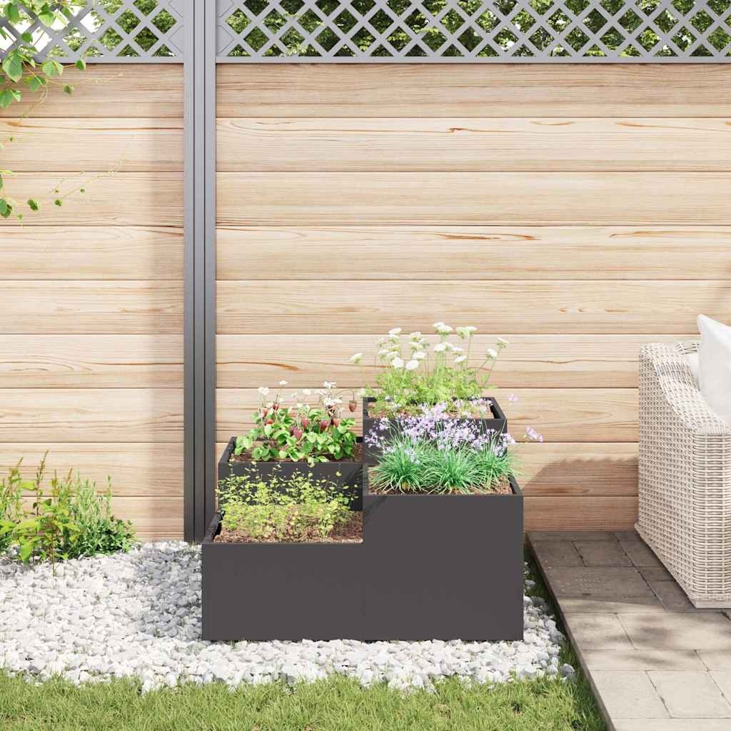VidaXL Tuin Bloempot Zwart 80 x 80 x 48 cm Staal