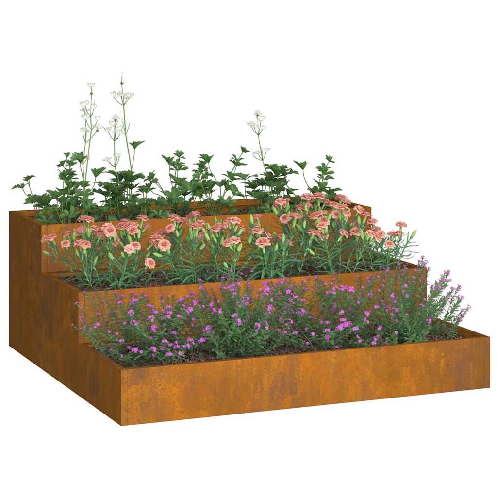 VidaXL Tuin Bloempot Roestig 90 x 90 x 35 cm Cortenstaal